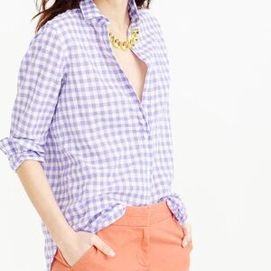 J. Crew Purple Gingham Button Down Shirt